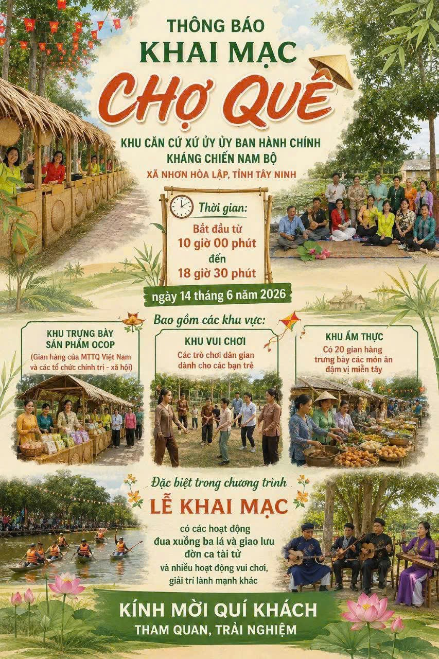 Khai mạc Chợ Quê Nhơn Hòa Lập – Trải nghiệm không gian văn hóa đậm chất miền Tây giữa vùng đất cách mạng